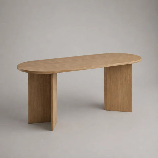 Tavolo da pranzo ovale in legno impiallacciato rovere naturale, 160 × 80 × 75 cm