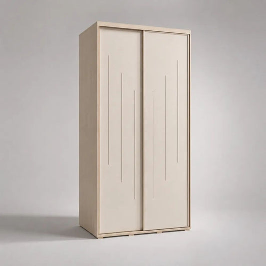 Armadio guardaroba beige a 2 ante scorrevoli in MDF e pannello truciolare, 120 × 60 × 200 cm