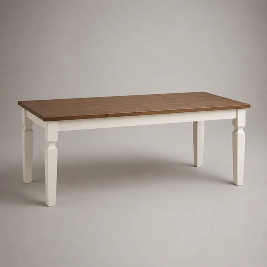 Tavolo da pranzo rettangolare a 6 posti in MDF e legno massello, marrone rovere e bianco, 160 × 90 × 76 cm