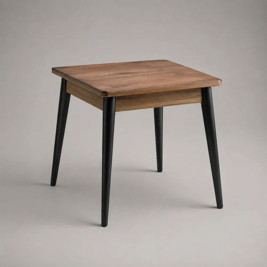 Tavolo da pranzo quadrato in legno e metallo marrone e nero, 80 × 80 × 75 cm